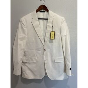Alan Flusser White 40S Blazer Lined Stretch Sport Jacket SJP01ST018  $250 Preppy